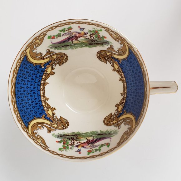 Blue Myott Vintage Staffordshire Chelsea Bird in Blue English Cup Saucer Set - Picture 8 of 9